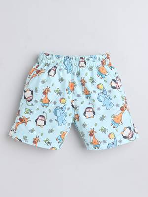 Blue cotton woven printed shorts for girls and boys only bottom 2
