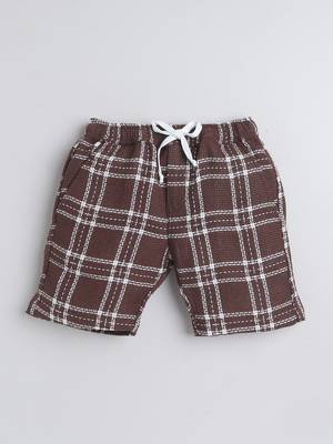 Brown cotton woven checks shorts for girls and boys only bottom 2