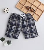 Blue cotton woven checks shorts for girls and boys only bottom