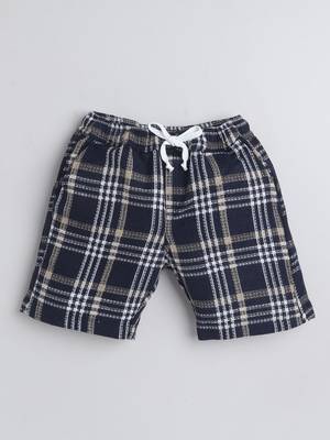 Blue cotton woven checks shorts for girls and boys only bottom 2