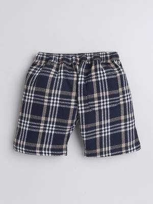 Blue cotton woven checks shorts for girls and boys only bottom 3