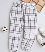 White cotton checks jogger for girls and boys only bottom