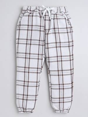 White cotton checks jogger for girls and boys only bottom 2
