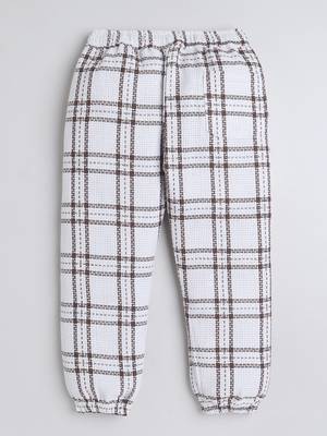 White cotton checks jogger for girls and boys only bottom 3
