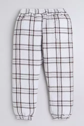 White cotton checks jogger for girls and boys only bottom