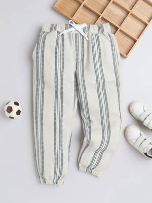 White cotton woven checks jogger for girls and boys only bottom 1