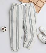 White cotton woven checks jogger for girls and boys only bottom