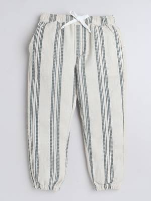 White cotton woven checks jogger for girls and boys only bottom 2