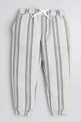 White cotton woven checks jogger for girls and boys only bottom