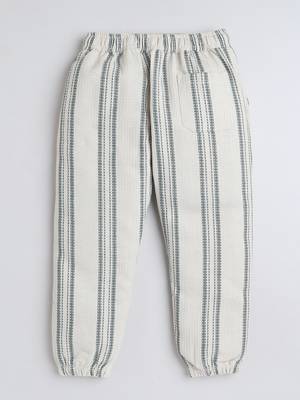 White cotton woven checks jogger for girls and boys only bottom 3