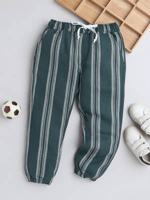 Green cotton woven checks jogger for girls and boys only bottom 1