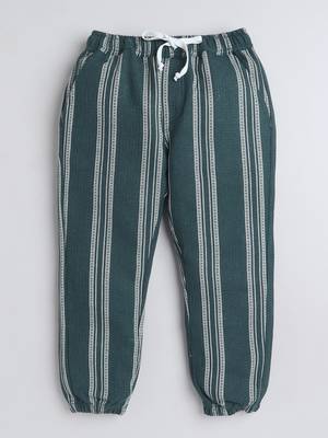Green cotton woven checks jogger for girls and boys only bottom 2