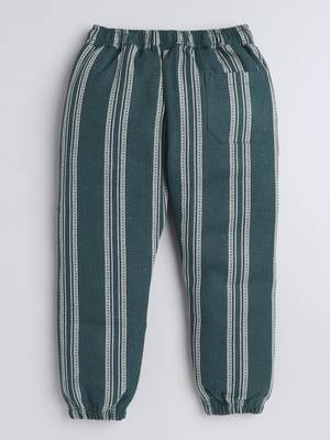 Green cotton woven checks jogger for girls and boys only bottom 3