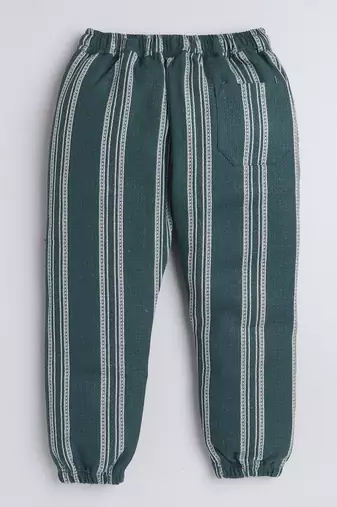 Green cotton woven checks jogger for girls and boys only bottom