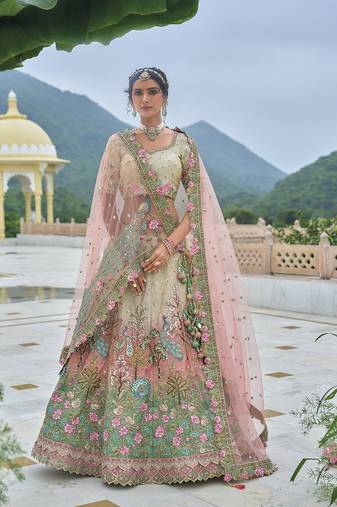 Silk Blend Embroidered Sequins Multi Colour Lehenga Choli