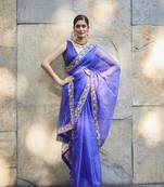  dark purple silk zari woven embroidered saree