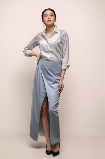 White tuxedo pleated yoke shirt
