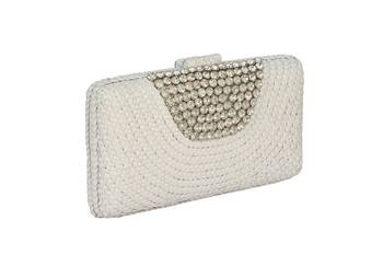 Ivory  white embellished leather clutch 1