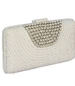 Ivory  white embellished leather clutch