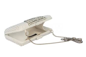 Ivory  white embellished leather clutch 2