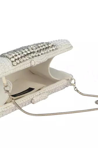 Ivory  white embellished leather clutch