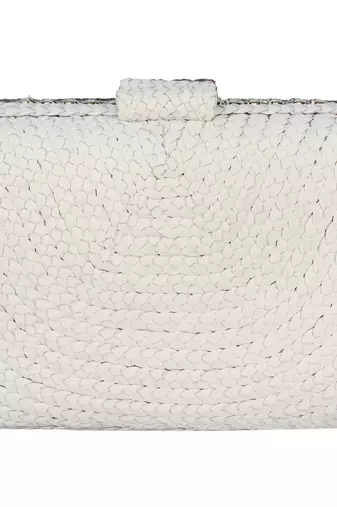 Ivory  white embellished leather clutch
