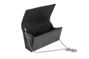 Noir black bloom embellished leather clutch 2