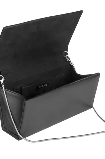 Noir black bloom embellished leather clutch