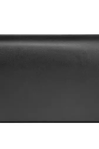 Noir black bloom embellished leather clutch