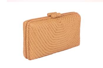 Nude woven clutch 1