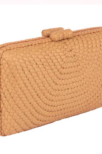 Nude woven clutch