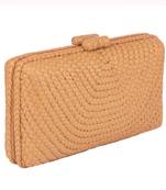 Nude woven clutch