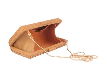 Nude woven clutch 2