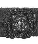Midnight black bloom clutch