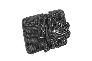 Midnight black bloom clutch 2
