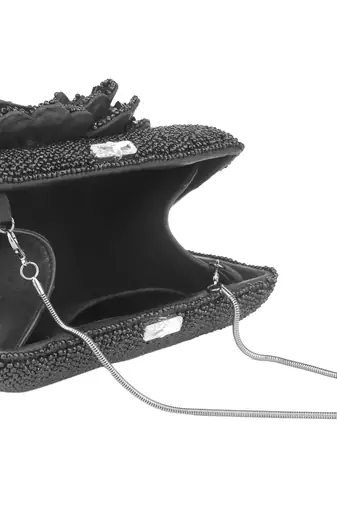Midnight black bloom clutch