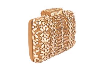 Golden studded clutch 1