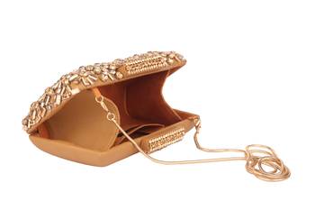 Golden studded clutch 2