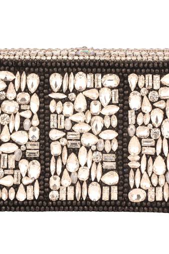 Multicolor crystal noir  clutch