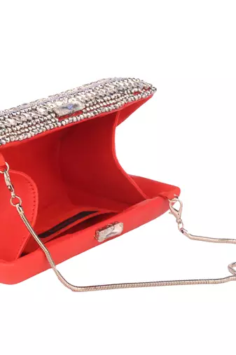Red embroidery clutch