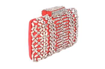 Ruby radiance embellished clutch 1