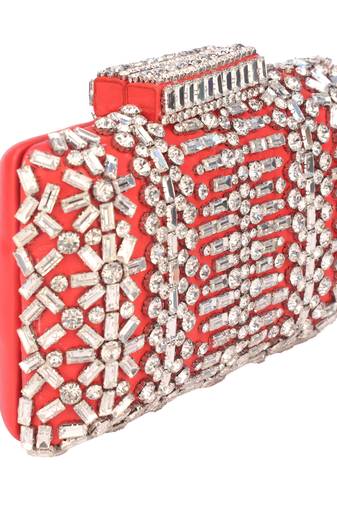 Ruby radiance embellished clutch