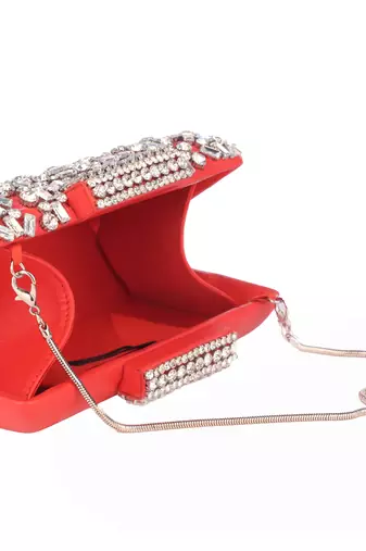 Ruby radiance embellished clutch