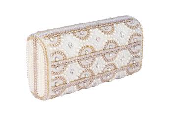 White royal pearl embellished clutch 1
