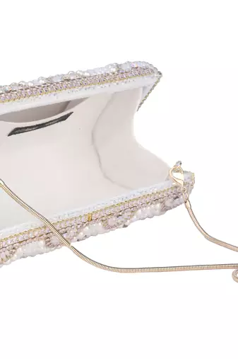 White royal pearl embellished clutch