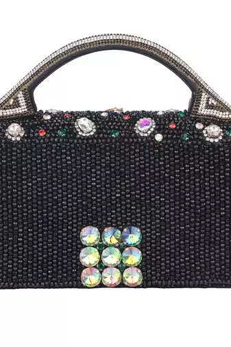 Black royal beaded hand clutch