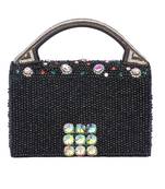 Black royal beaded hand clutch