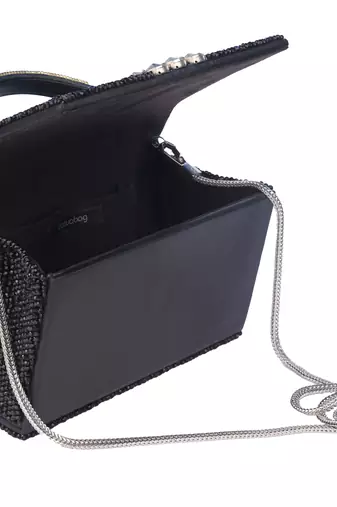 Black royal beaded hand clutch