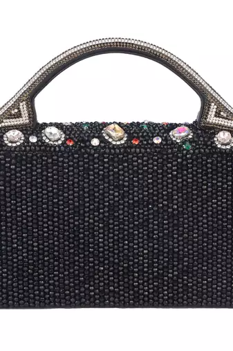 Black royal beaded hand clutch