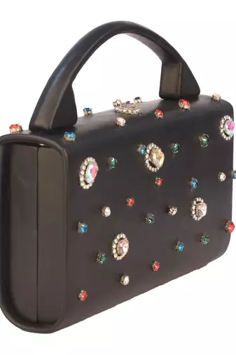 Midnight black jewel  mini handbag